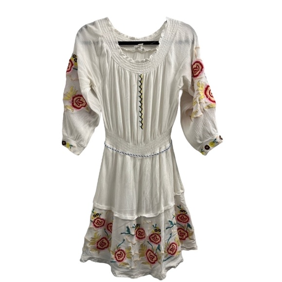 Anthropologie Dresses & Skirts - Anthropology Allison New York Embroidered White Dress with Floral Accents Small
